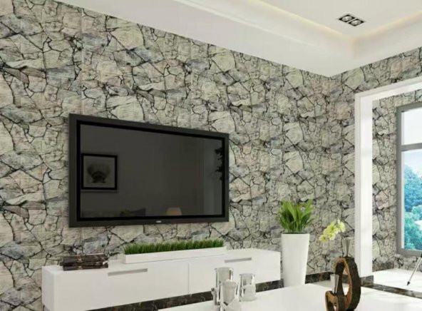 Renkli Duvarlar Kendinden Yapışkanlı Kayrak Taş Desen 3D Duvar Kağıdı Paneli - 2