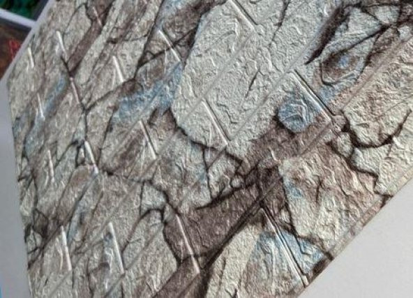 Renkli Duvarlar Kendinden Yapışkanlı Kayrak Taş Desen 3D Duvar Kağıdı Paneli - 6