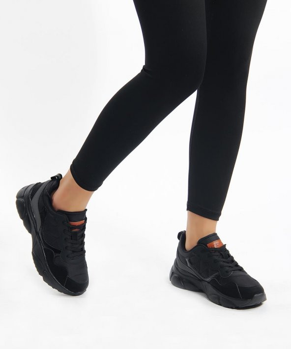 Koyu Gri Paraşüt Kumaş Detaylı Kadın Sneaker Siyah