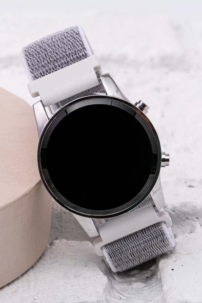 Yeni Trend Cırtlı Yapışır Kanvas Kordon Gri renk Dijital Bileklik Saat ST-304057 - Resim 4