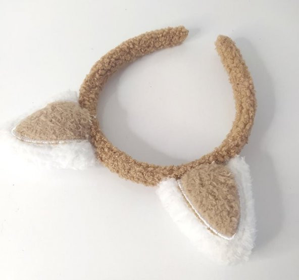 Tavşan Kulak Açık Kahverengi Peluş Taç  Kadın Kız Saç Toka - 3
