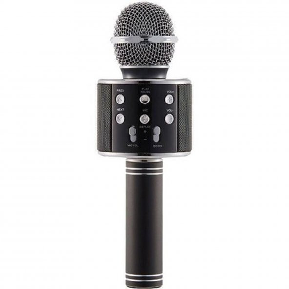 Winex UsbA+TF Sd Kart+3.5mm Aux Girişli Bluetooth Karaoke Mikrofonu Siyah