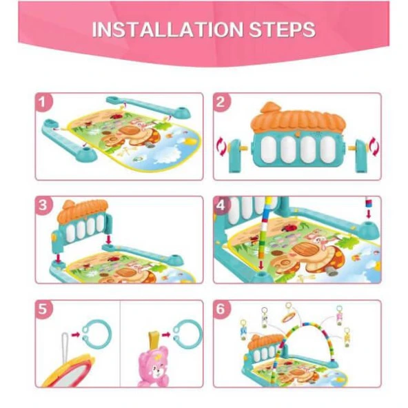 Birlik Oyuncak Babycim Bebek Piyanolu Mantar Panolu Oyun Halısı Müzikli - Resim 4