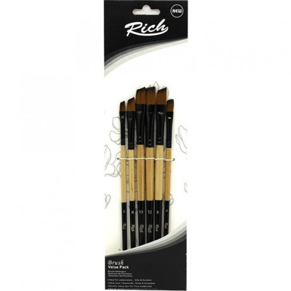 Rich Fırça Yeni Seri 04 Yan Kesik 6 Lı Set - 2