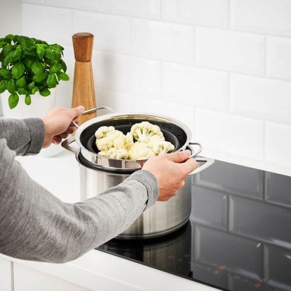 Katlanabilir Süzgeç, IKEA Paslanmaz Çelik-Silikon MeridyenDukkan 24 cm, 5.0 Litre,Gri - 3