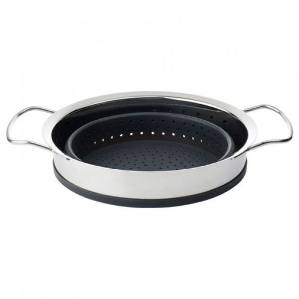 Katlanabilir Süzgeç, IKEA Paslanmaz Çelik-Silikon MeridyenDukkan 24 cm, 5.0 Litre,Gri - 4