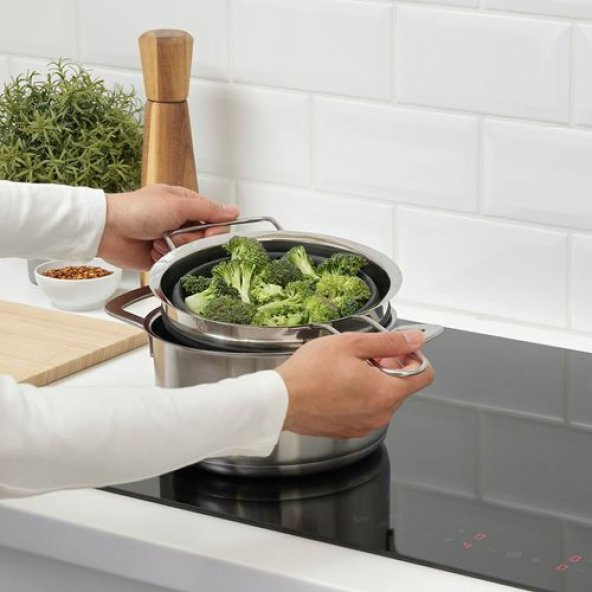 Katlanabilir Süzgeç IKEA Paslanmaz Çelik-Silikon MeridyenDukkan 19 cm, 3.0 Litre,Gri - 4
