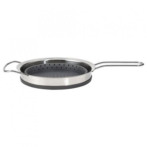 Katlanabilir Süzgeç IKEA Paslanmaz Çelik-Silikon MeridyenDukkan 19 cm, 3.0 Litre,Gri - 5