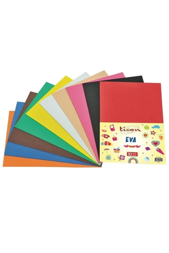 Ticon Eva Yapışkanlı 50 x 70 Cm Karışık Renk Yapışkanlı Eva (10 Lu Paket)