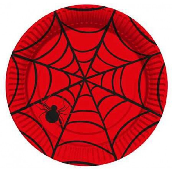 Benim Marifetlerim Örümcek Desenli Kırmızı Karton Tabak
