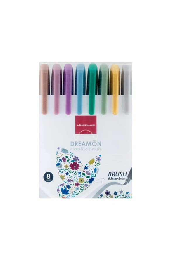 Lineplus Keçeli Kalem Fırça Uçlu Dreamon 8 Li Metalik