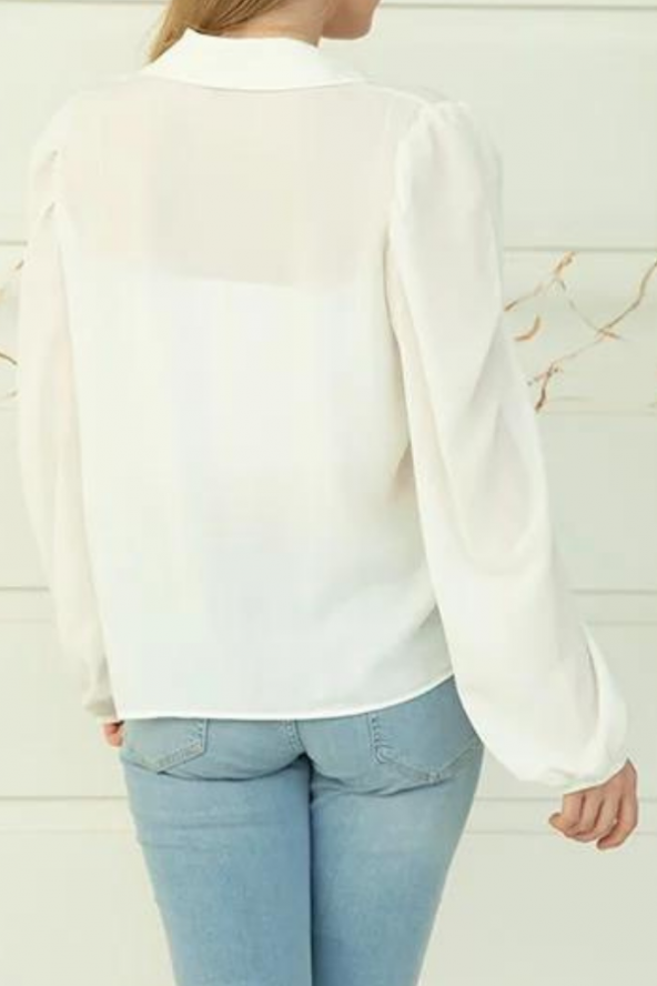 HN Collection Beyaz Balon Kol Gömlek - 4