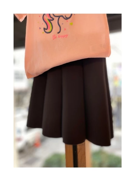 Siyah Renk Volanlı Dalgıç Kumaş Etek  - 2