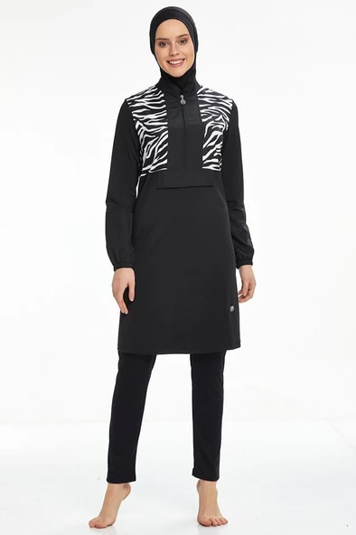 Maresiva 0522 Lycralı Dijital Desenli Tesettür Mayo - Resim 2