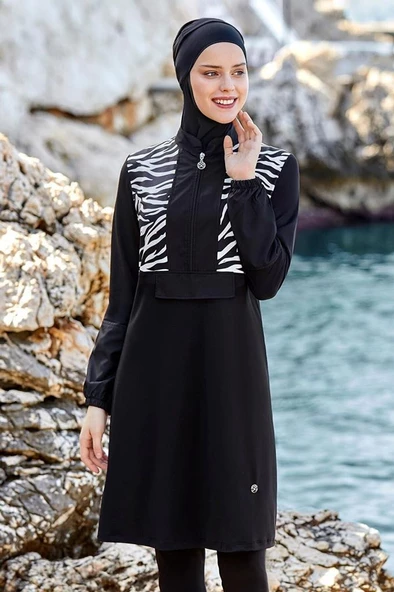 Maresiva 0522 Lycralı Dijital Desenli Tesettür Mayo - Resim 5