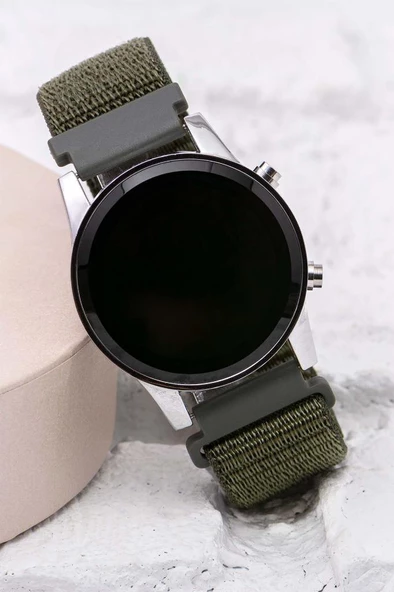 Haki Yeşil Cırtlı Yapışır Kordon Unisex Erkek Yetişkin Çocuk Dijital Saat ST-304058 - 2