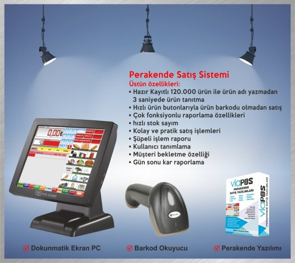 VİAPOS MARKET Dokunmatik Barkodlu Hızlı Satış Sistemi Set 1
