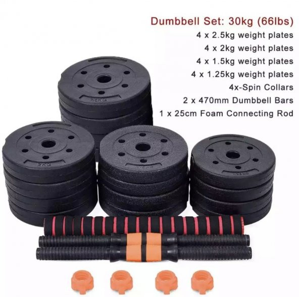 HEPİTOP HVe Dambıl Seti Fonksiyonel Ağırlık Ve Vücut Geliştirme Aleti 30kg - 1