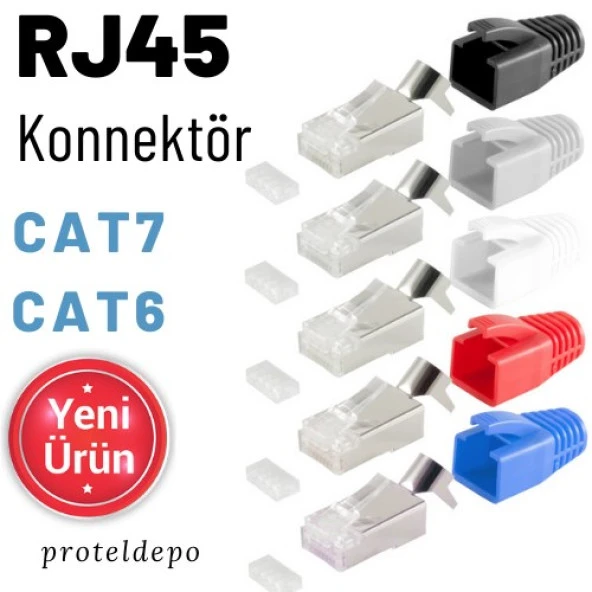 IRENIS RJ45 FTP Konnektör, Cat7, Cat6 Kablo uyumlu, renkli - 2
