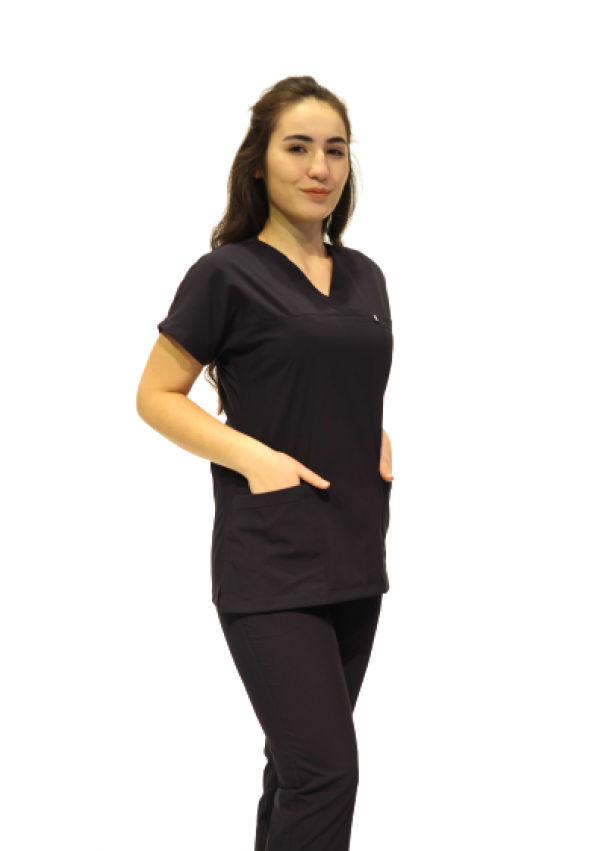 Doktor Hemşire Lacivert Yarasa Kol Terycoton Cerrahi Takım - 2