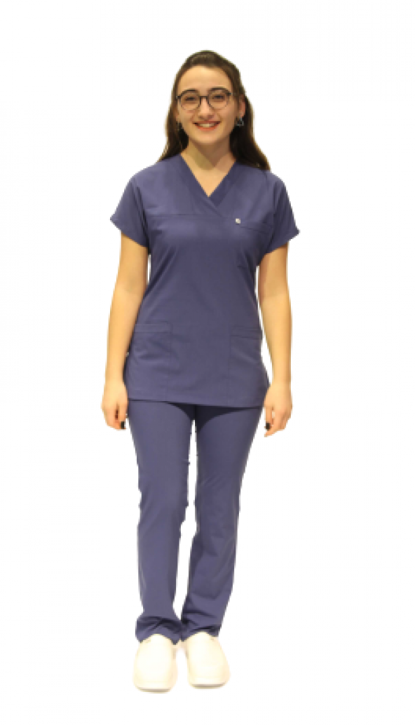 Doktor Hemşire Petrol Mavi Yarasa Kol Likralı Cerrahi Takım - 2