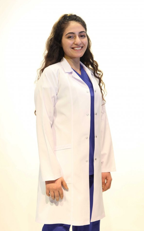 Doktor Hemşire Bayan Uzun Boy Gömlek Yaka Beyaz Önlük S - 2