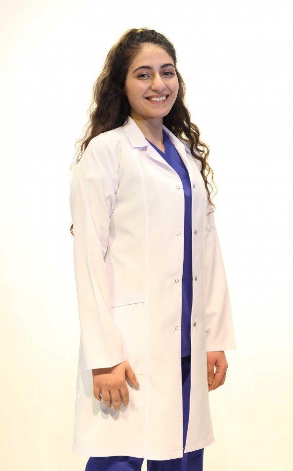 Doktor Hemşire Bayan Uzun Boy Gömlek Yaka Beyaz Önlük XXS - 2