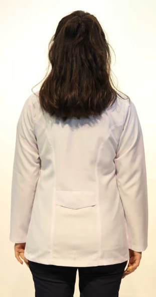 Doktor Hemşire Öğretmen Kadın Ceket Boy Gömlek Yaka Beyaz Önlük S - 4