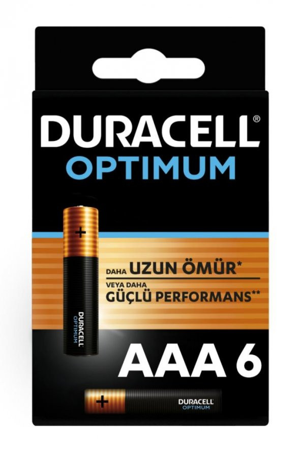 Duracell Optimum Aaa Alkalin Pil, 1,5 V Lr03 Mn2400, 6’li Paket