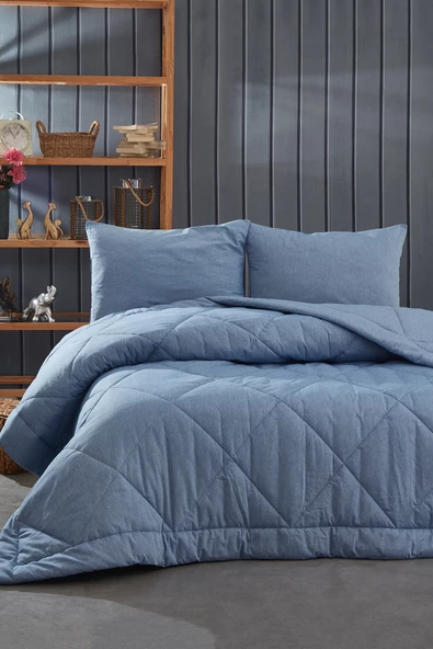 Komfort Home Çift Kişilik %100 Pamuk Kumaş Silikon Dolgulu Yorgan+Yastık /G8