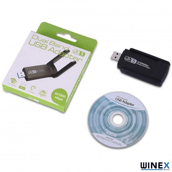 Winex Wifi5 AC1300Mbps 2.4G+5G Wifi Dongle USB 3.0 Adaptör - 4