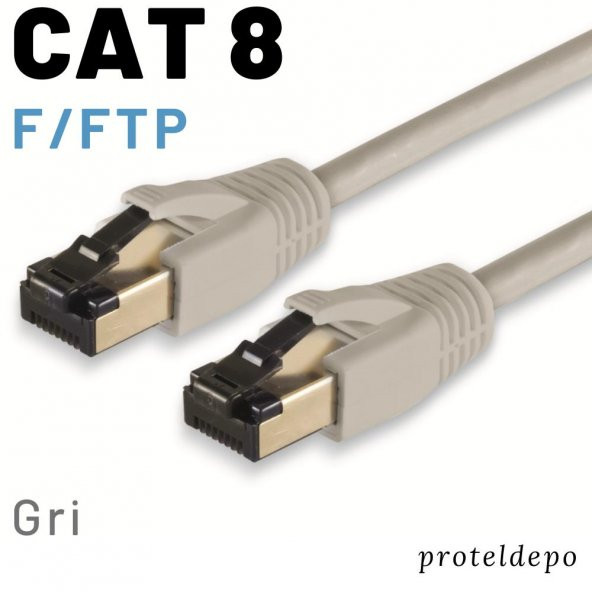 IRENIS CAT8 Kablo F FTP LSZH Ethernet Network Lan Ağ Kablosu 5 Metre Gri