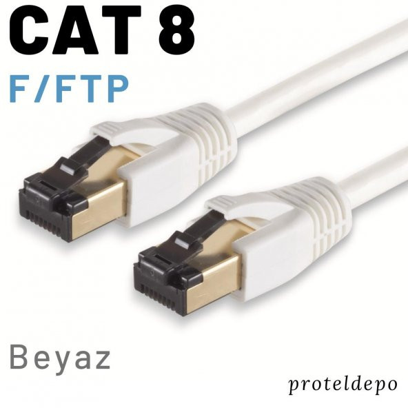 IRENIS CAT8 Kablo F FTP LSZH Ethernet Network Lan Ağ Kablosu 25 cm Beyaz