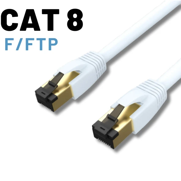 IRENIS CAT8 Kablo F FTP LSZH Ethernet Network Lan Ağ Kablosu 10 Metre Beyaz - Resim 3