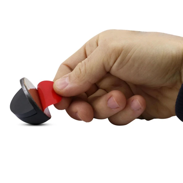 Yarımay Yapışkanlı Kapı Kolu Stoperi Tamponu Metal Kapı Durdurucu Tutucu Tutacağı Mat Siyah 5 Adet - 3