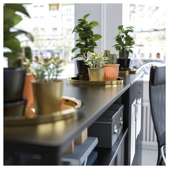 Dekor-Sunum Tepsi IKEA Gold Renk MeridyenDukkan 38 cm Pirinç Rengi Tepsi - 3