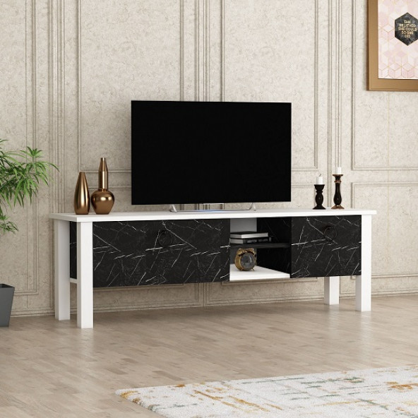 BMdekor TV Sehpası Rüya Beyaz Mermer Desen 140 cm - 2