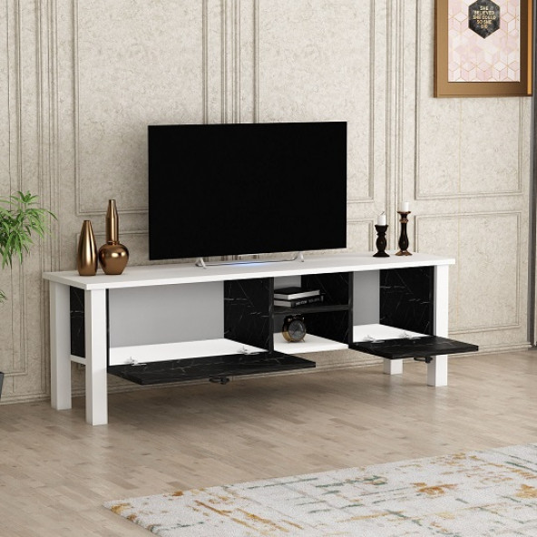 BMdekor TV Sehpası Rüya Beyaz Mermer Desen 140 cm - 3