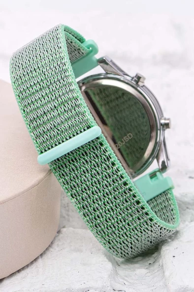 Turkuaz Cırtlı Yapışır Kordon Yeni Moda Led Unisex Kadın Saat Hediyelik ST-304059 - 3