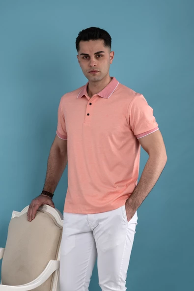 SAN&FA REGULAR FİT KESİM MERSERİZE ERKEK YAKALI T-SHİRT - Resim 5