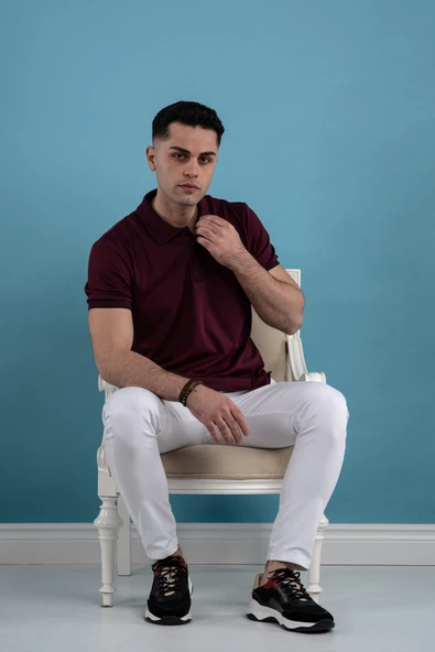 SAN&FA REGULAR FİT KESİM MERSERİZE ERKEK YAKALI T-SHİRT - Resim 6