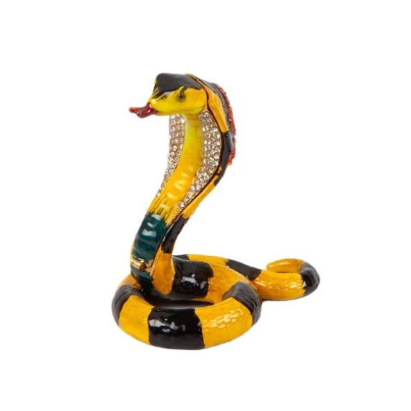 Renkli Kral Kobra Swarovski Taşlı Mücevher Kutusu - Resim 3