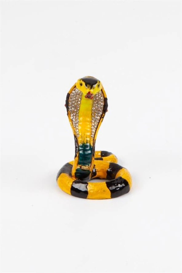 Renkli Kral Kobra Swarovski Taşlı Mücevher Kutusu - Resim 6