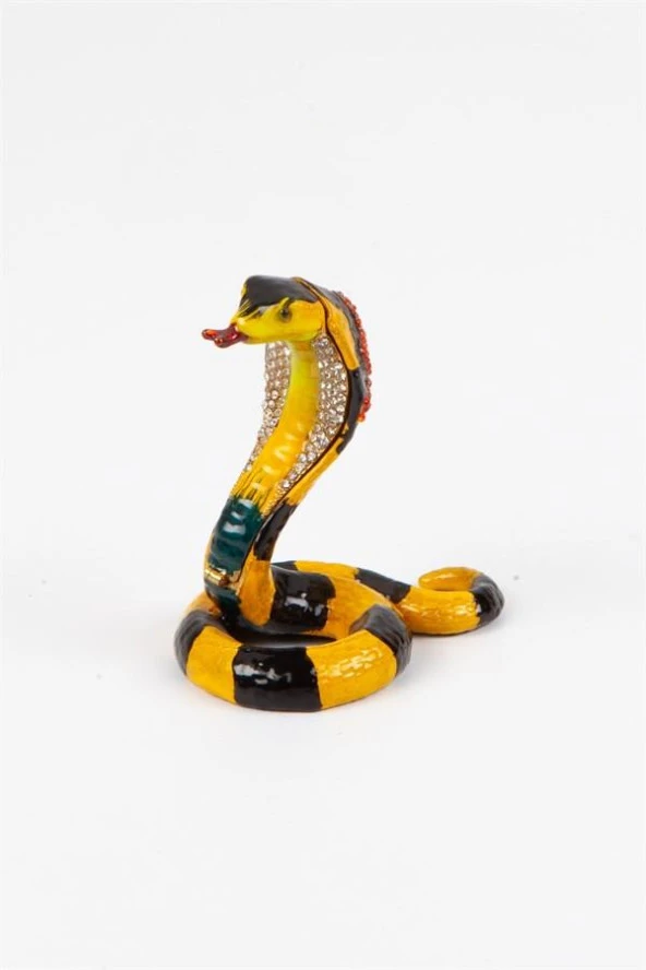 Renkli Kral Kobra Swarovski Taşlı Mücevher Kutusu - Resim 8