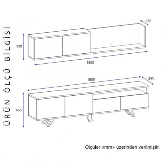 BMdekor TV Ünitesi Merit Antik Çam 180 cm - 4