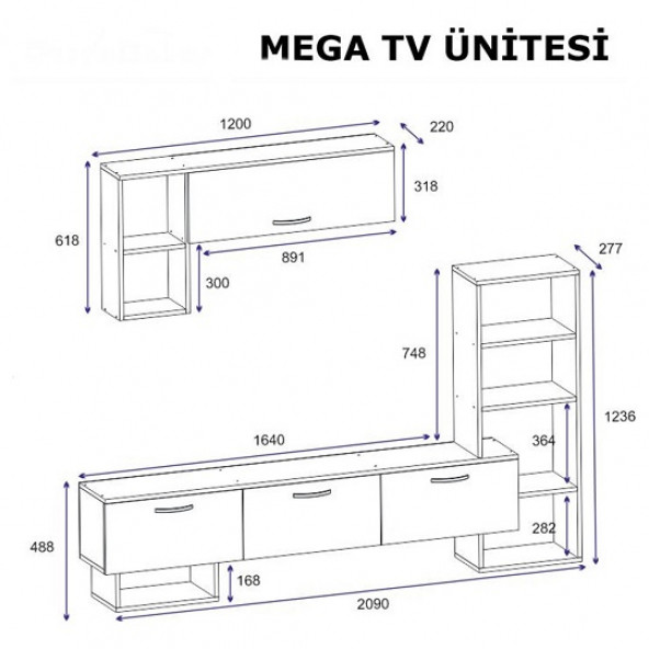 BMdekor TV Ünitesi Star Çırağan Mermer Desen 209 cm - 3