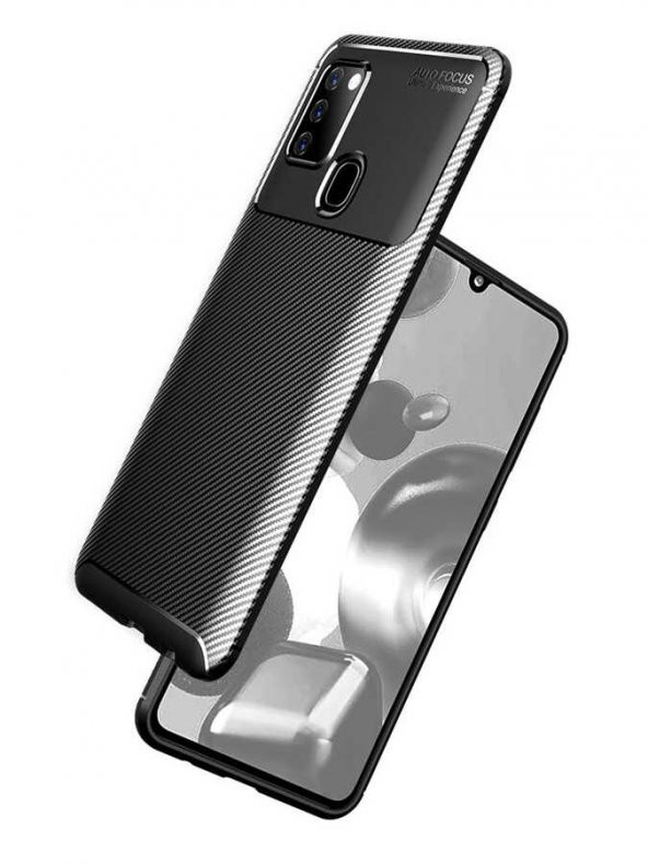 Samsung Galaxy A21S Kılıf Antişok Carbon Desenli Regnor Silikon Kapak - 5