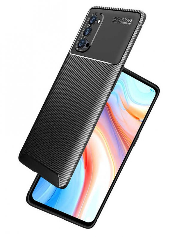 Oppo Reno 4 Pro 5G Kılıf Antişok Carbon Desenli Regnor Silikon Kapak