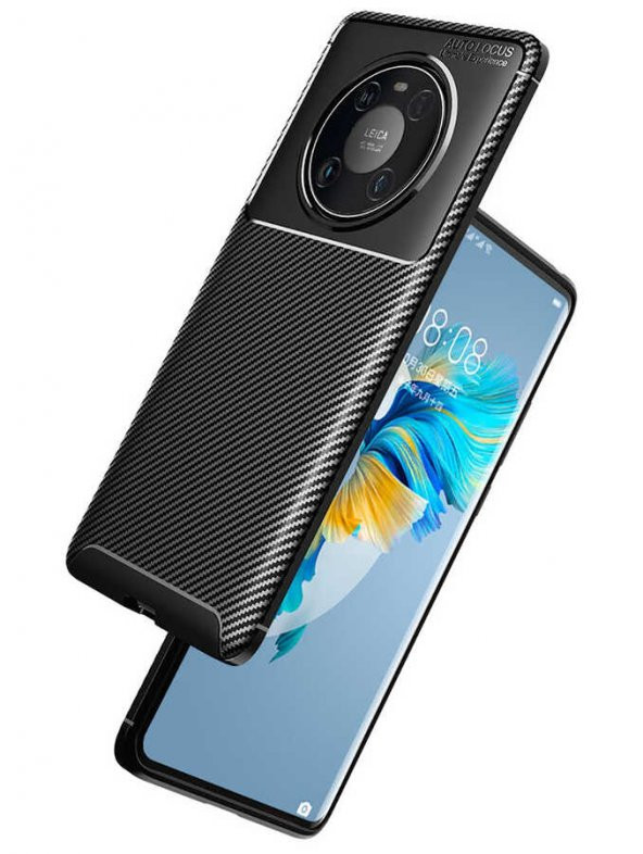 Huawei Mate 40 Pro Kılıf Antişok Carbon Desenli Regnor Silikon Kapak