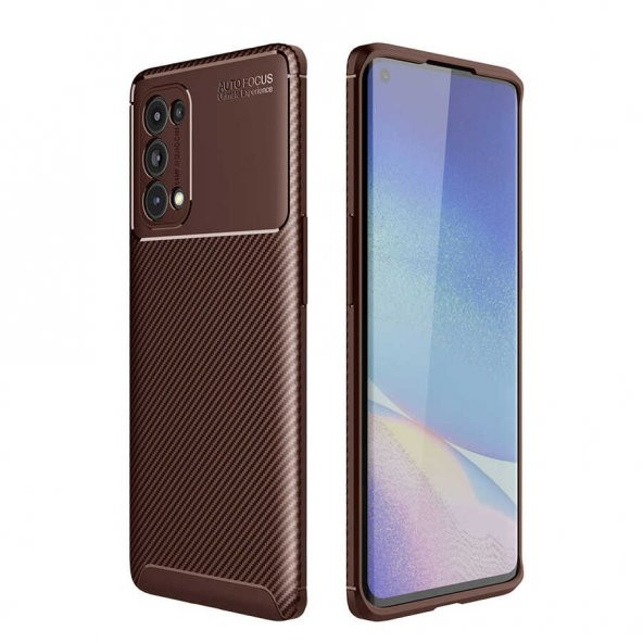 Oppo Reno 5 Pro 5G Kılıf Antişok Carbon Desenli Regnor Silikon Kapak